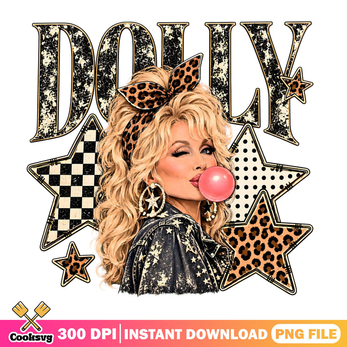 Dolly Bubble Gum Leopard PNG, Dolly Winking PNG, Country Western PNG