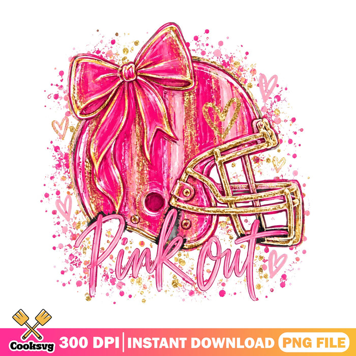 Pink Out Football Helmet PNG, Pink Glitter Bow PNG, Pink Game Day PNG