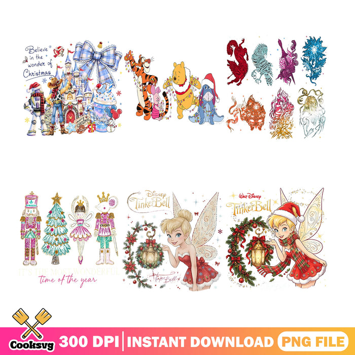 Disney Tinker Bell PNG Bundle, Toy Story Xmas PNG, Nutcracker PNG
