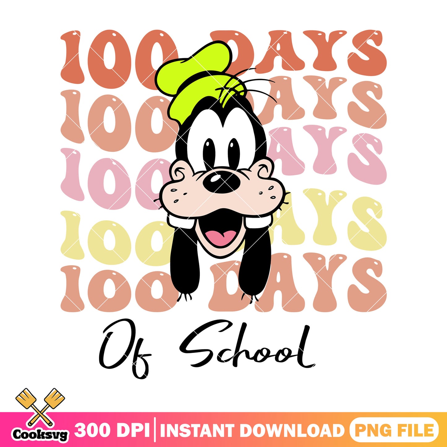 100 days at school goofy png, when back to school png, cute goofy png