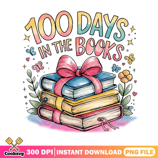 100 days in the book png, back to school supplies png, book colors png