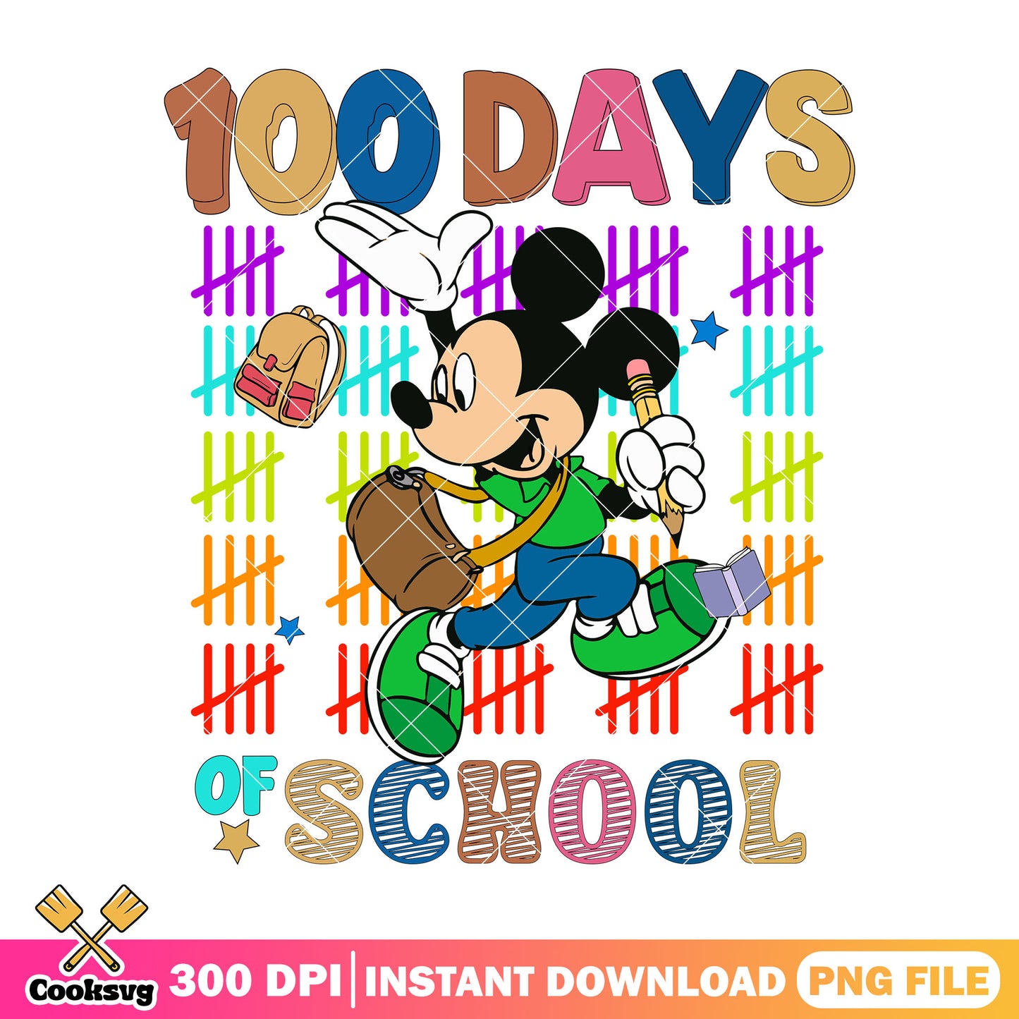 100 days mickey mouse png, disney character png, go back to school png