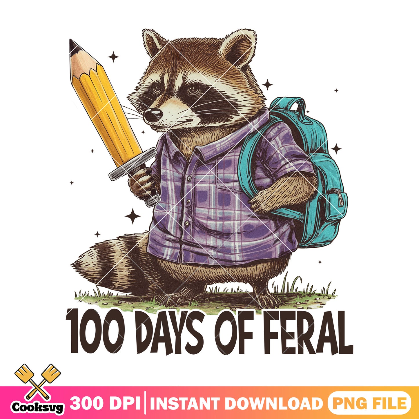 100 days of ferral design png, go back to school png, raccoon cute png