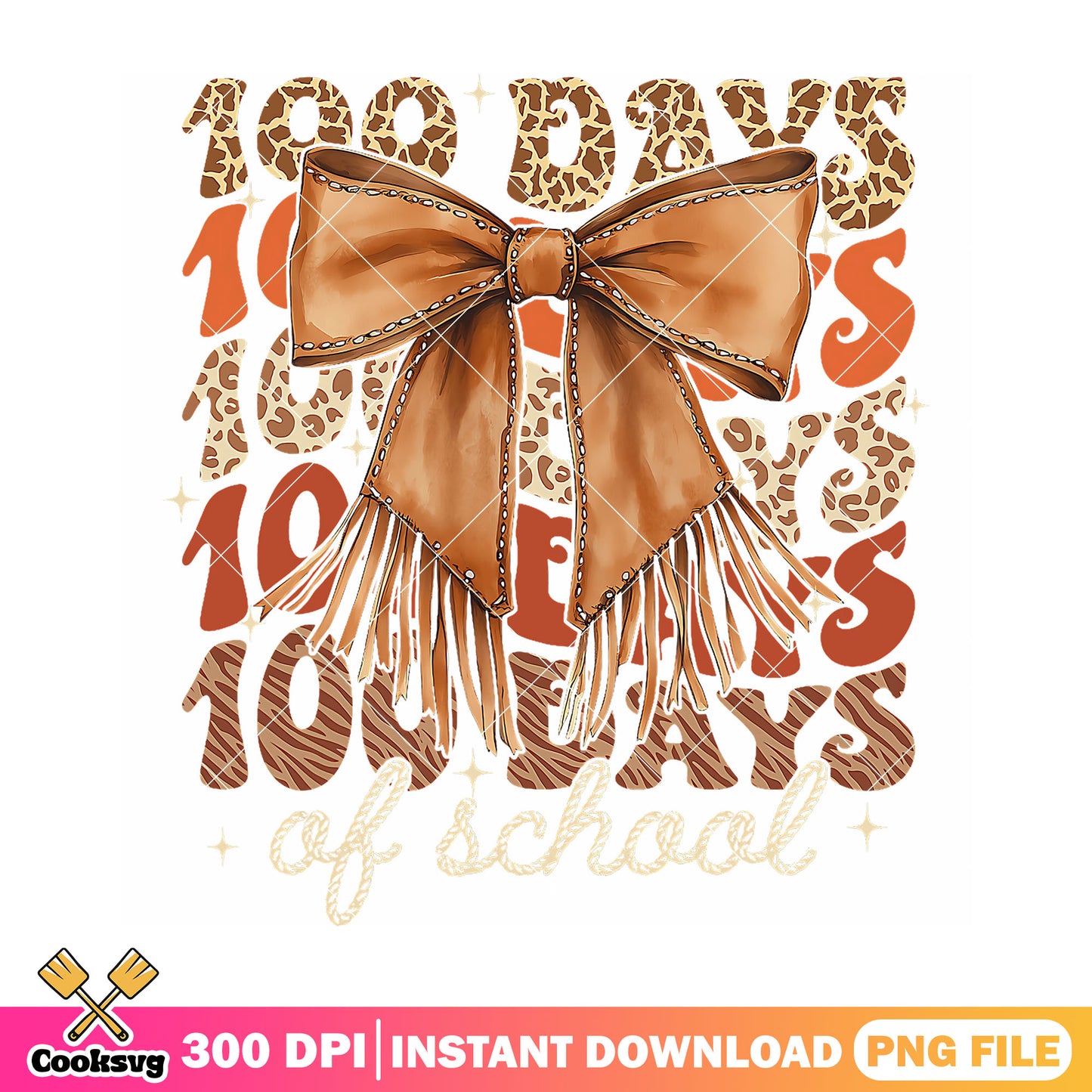 100 days of school bow png, back to school decor png, brown bow png