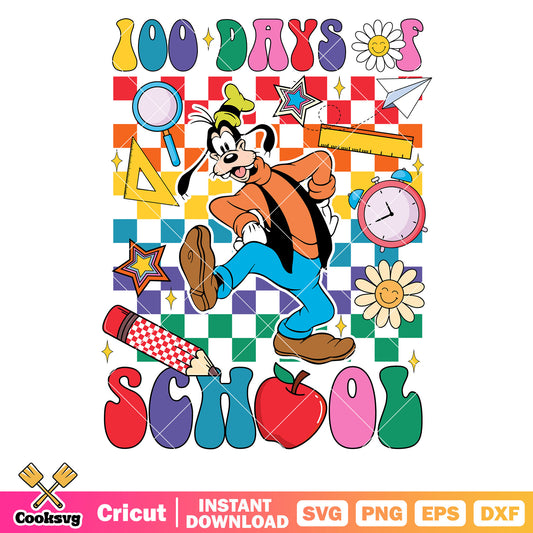 100 days of school goofy svg, back to school svg, disney school svg