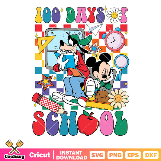 100 days of school mickey goofy svg, back to school svg, disney school svg