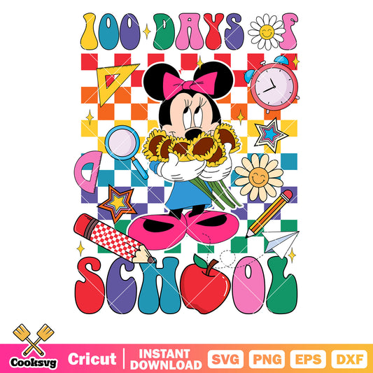 100 days of school minnie mouse svg, back to school svg, disney school svg