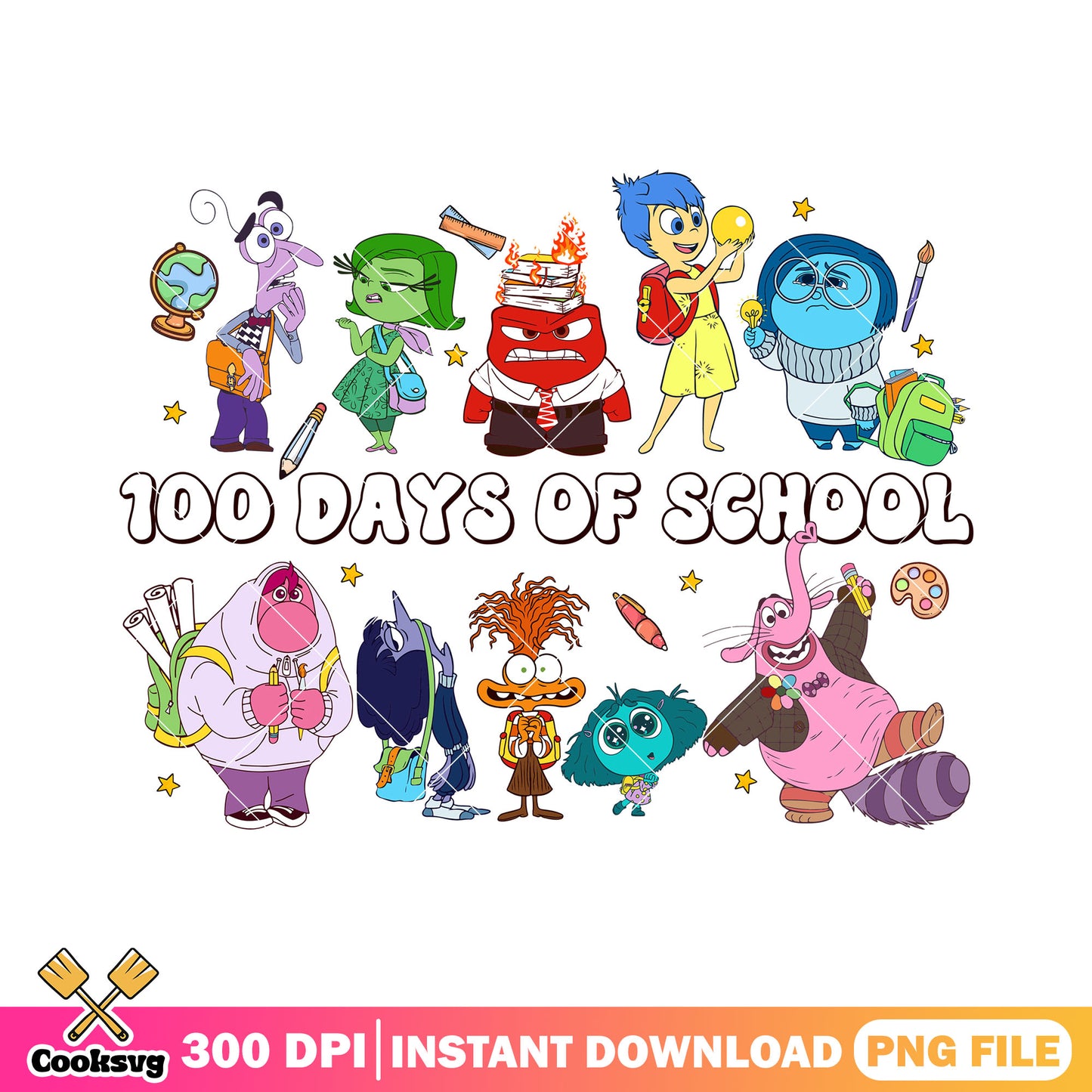 100 days of school png, go back to school png, inside out cartoon png