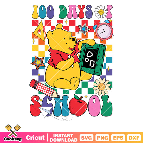 100 days of school pooh bear svg, back to school svg, disney school svg