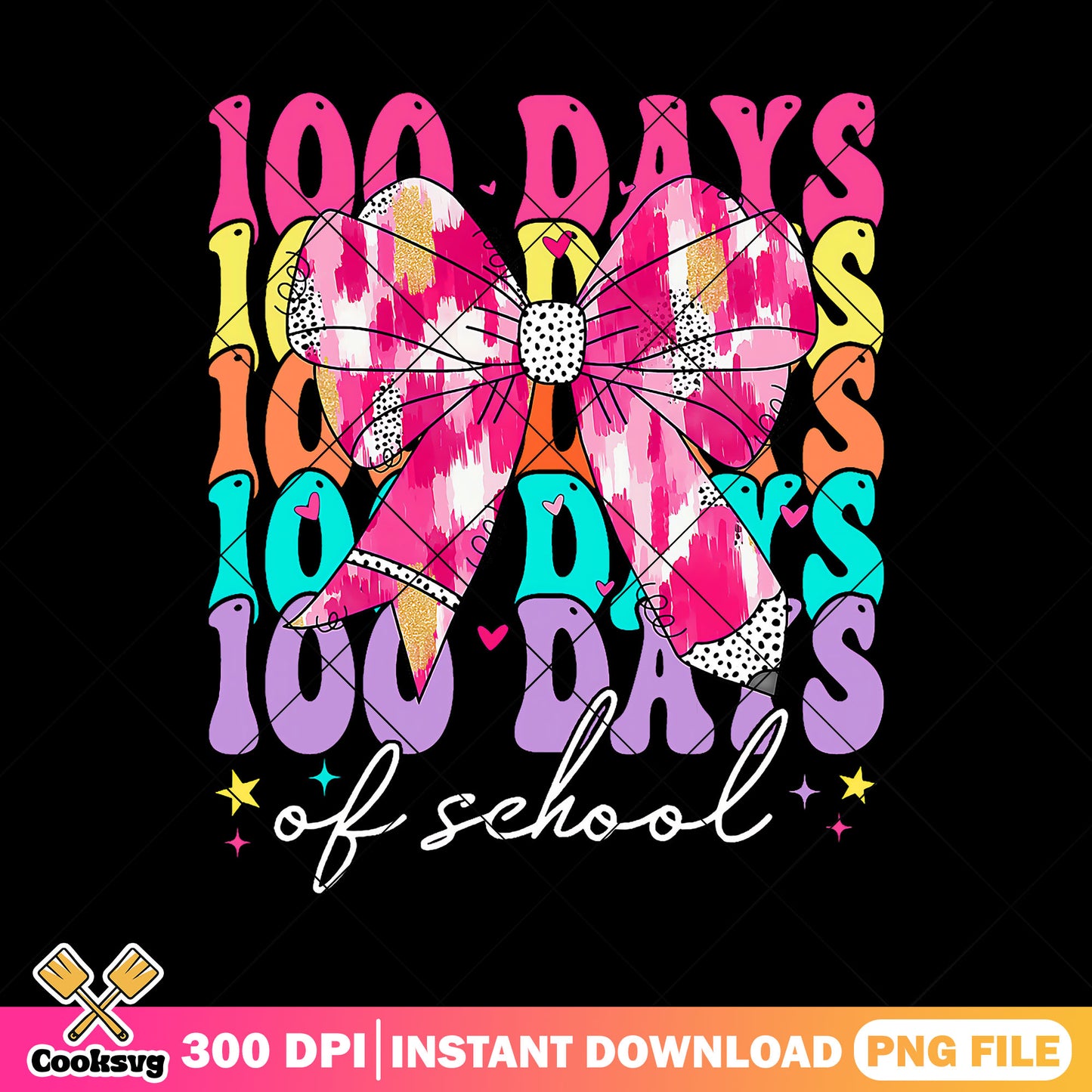 100 days pink bow png, colors bow png, back to school day png