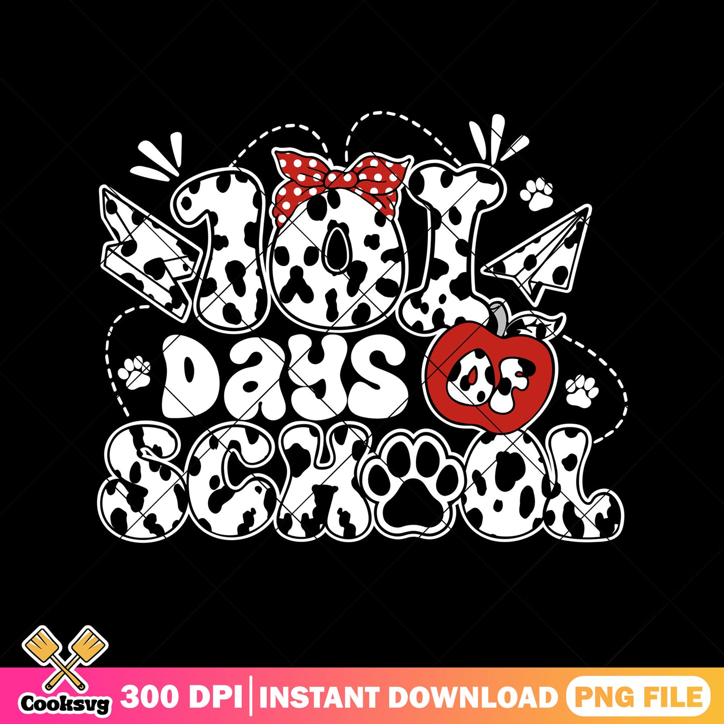 101 days of school png, back to school decor png, dalmatians cute png