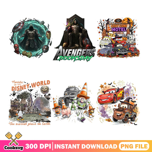 Doomsday Halloween PNG Bundle, Cozy Cone Motel PNG, Toy Story PNG