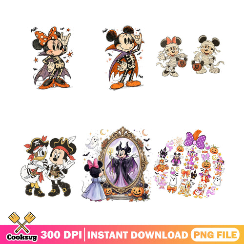 Skeleton Minnie PNG Bundle, Pirate Daisy Minnie PNG, Maleficent PNG