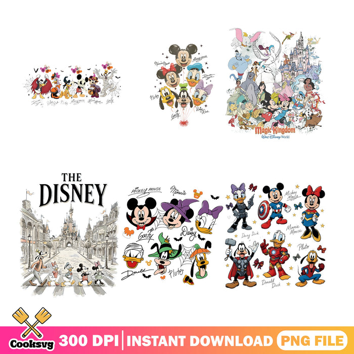 Mickey Magic Kingdom PNG Bundle, Disney Main Street PNG, Avengers PNG