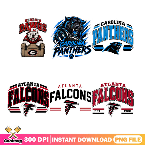 Atlanta Falcons PNG Bundle, Carolina Panthers PNG, Georgia Dawgs PNG