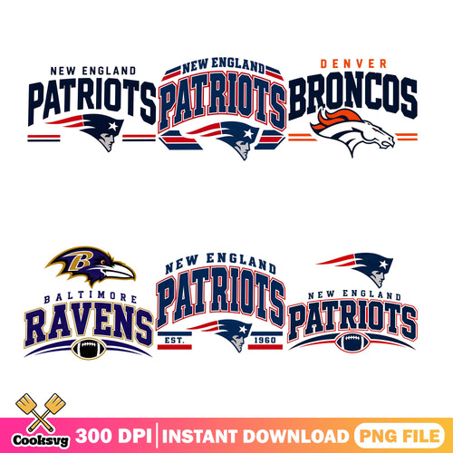 New England Patriots PNG Bundle, Baltimore Ravens PNG, Broncos PNG
