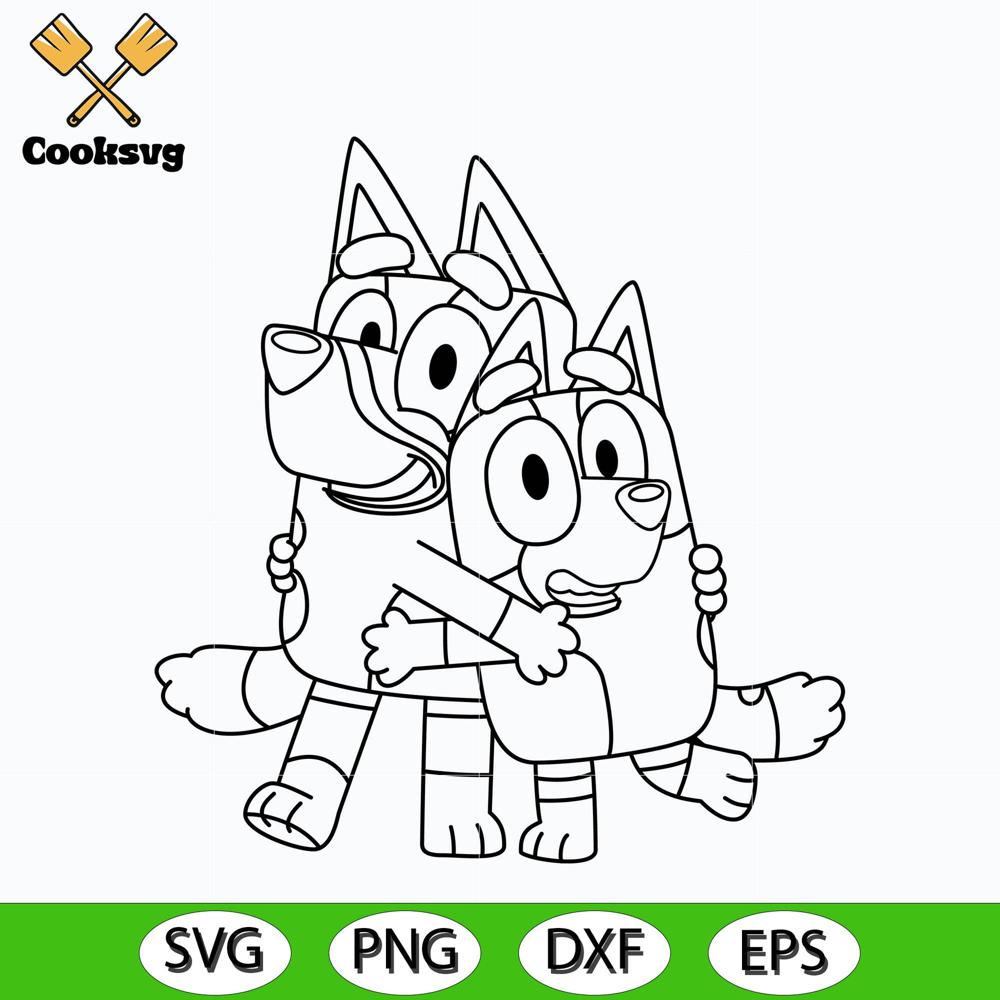 Bluey and bingo brother outline svg