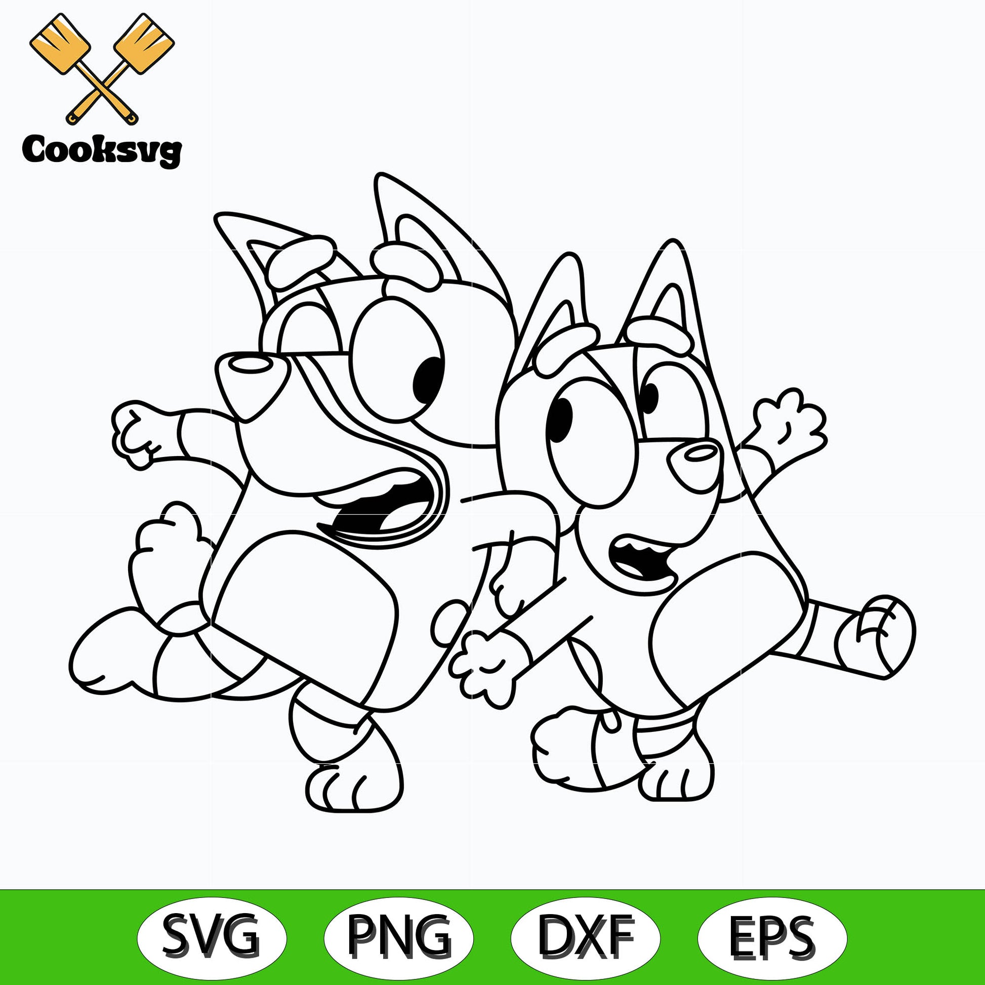 Bluey and bingo brother funny outline svg