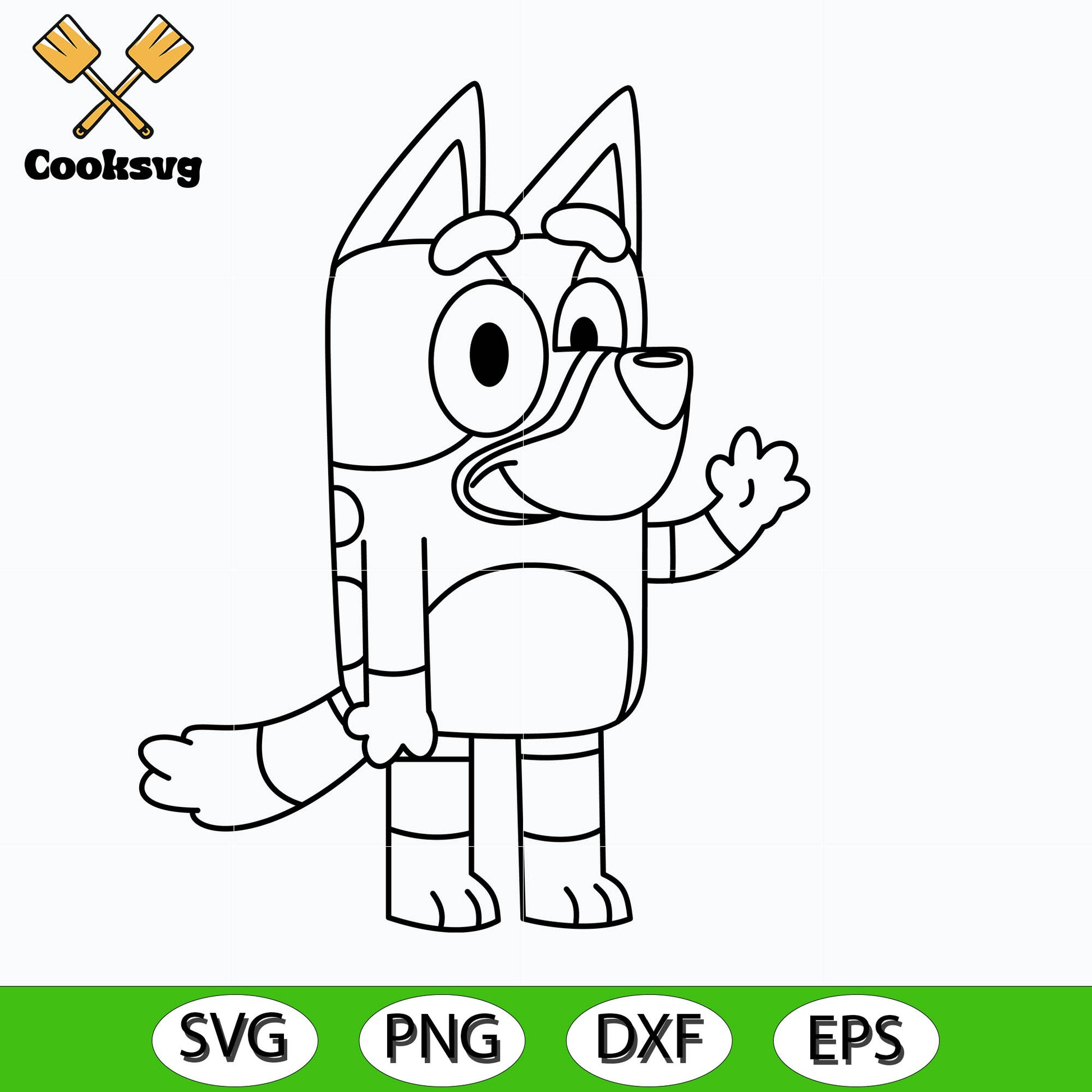 Bluey cartoon dog hello svg