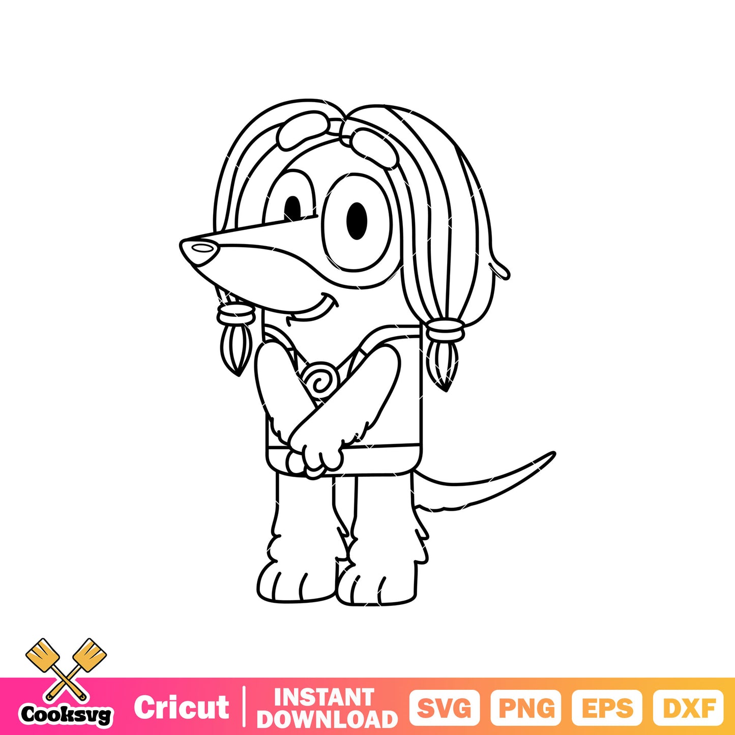 Bluey friends dog indy outline svg