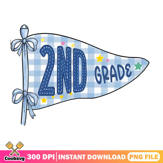2nd Grade Pennant Flag PNG, Back To School PNG, Teacher PNG