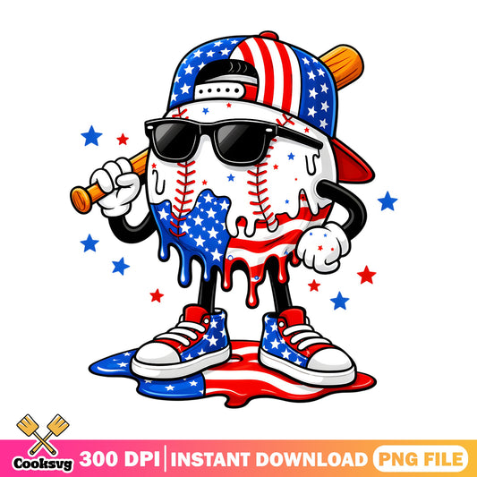 4th Of July Baseball PNG, American Flag Baseball, Patriotic PNG