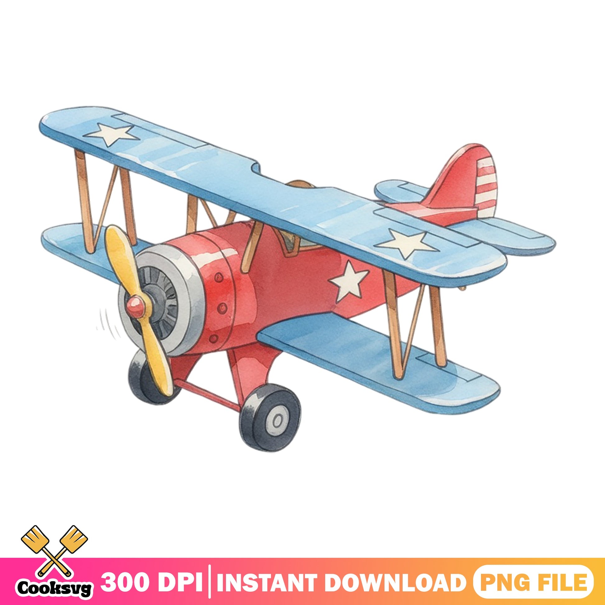 4th Of July Biplane PNG, Patriotic Airplane Clipart, American PNG