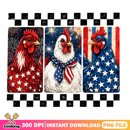 4th Of July Chicken PNG, Patriotic Rooster PNG, American Flag PNG