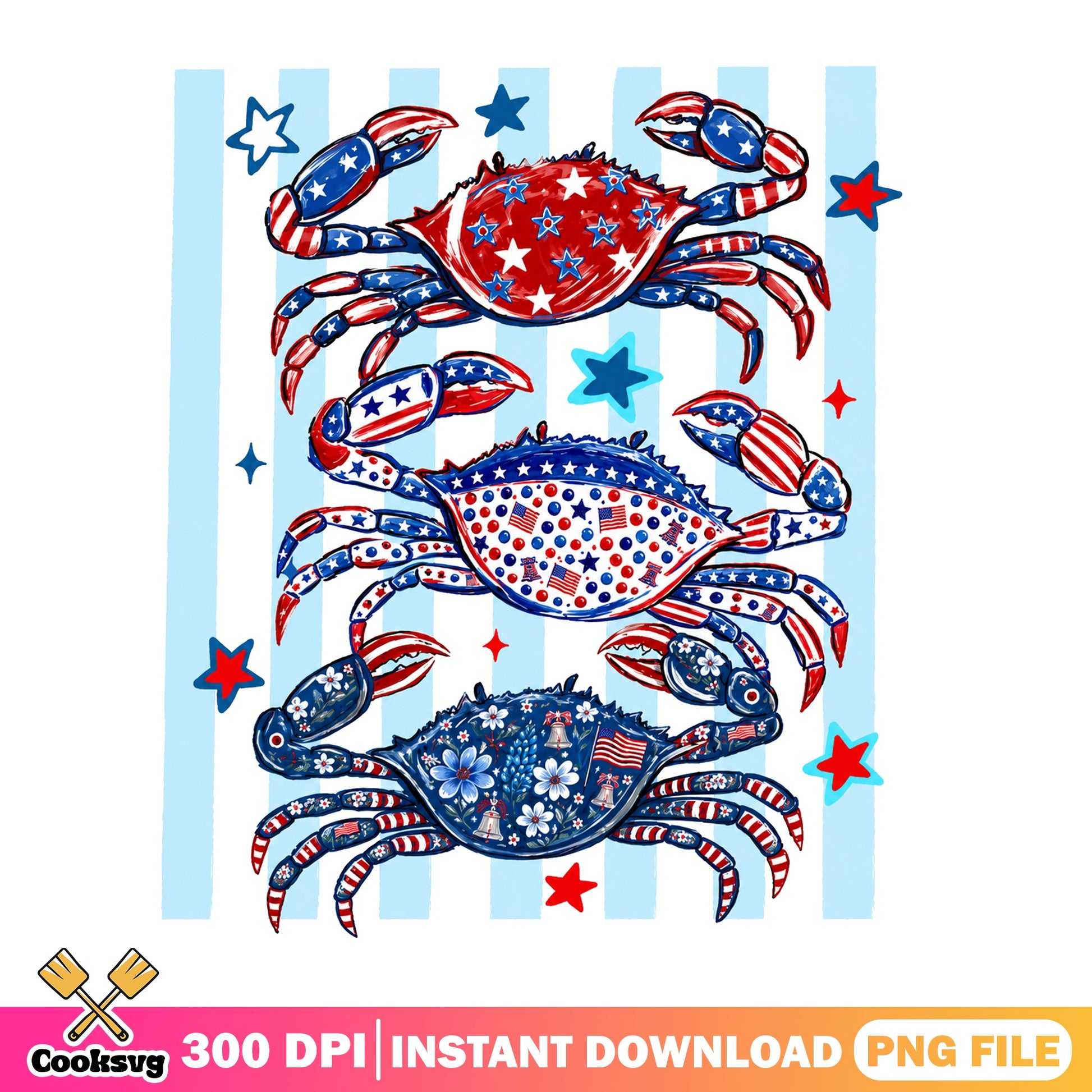 4th Of July Crab PNG, Patriotic Crab Bundle, American PNG