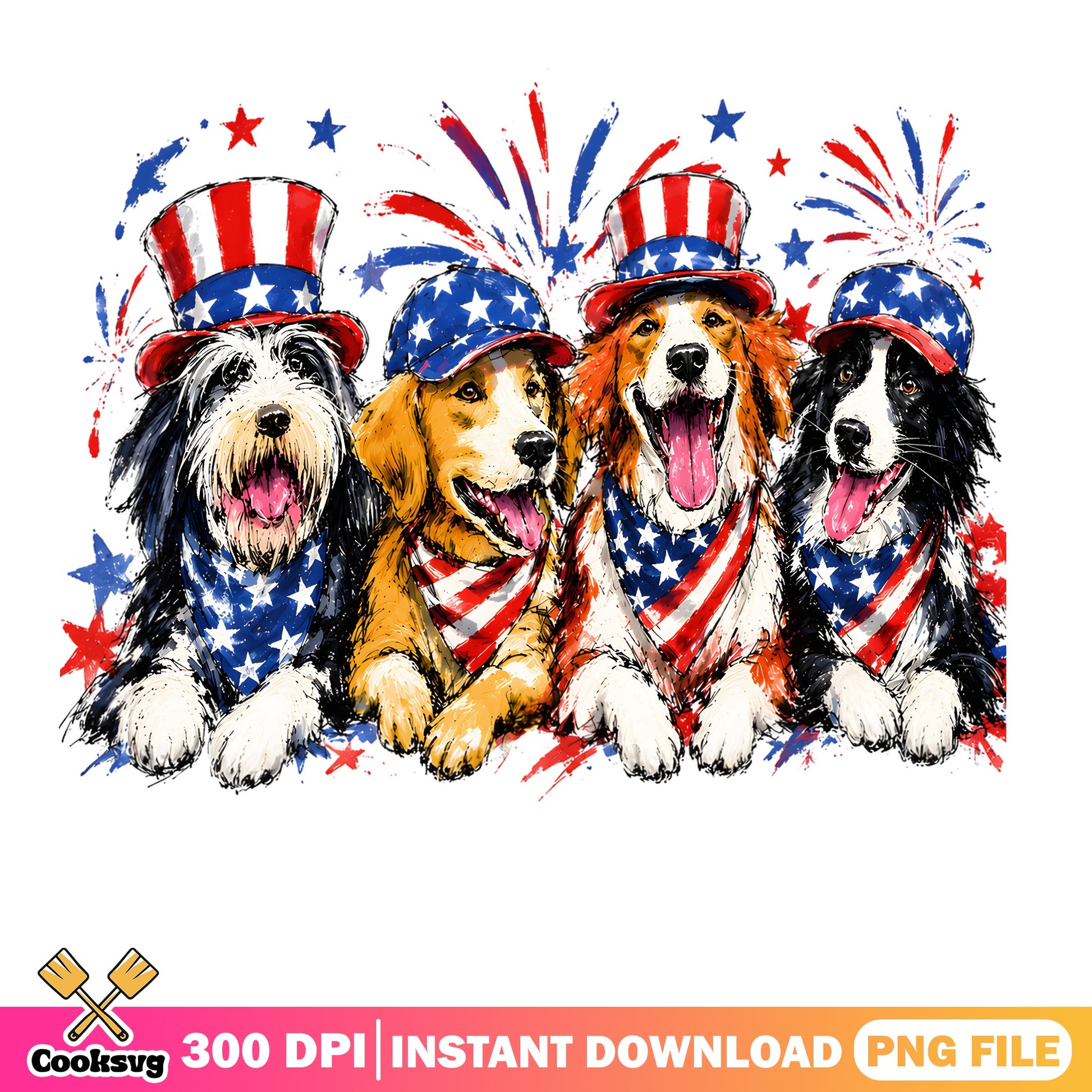 4th Of July Dogs PNG, Patriotic Dogs Bundle PNG, American Dogs PNG