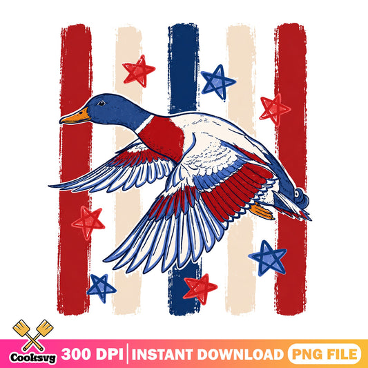 4th Of July Duck PNG, Patriotic Duck PNG, American Flag Duck PNG