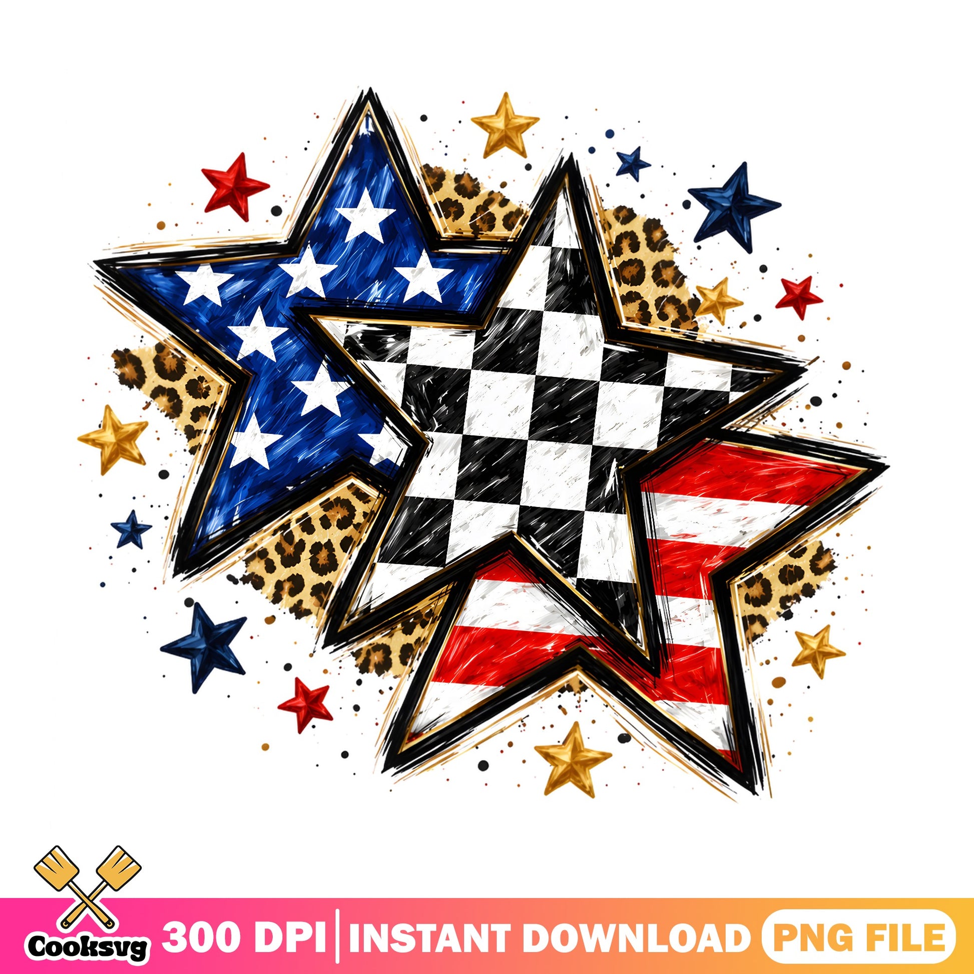 4th Of July Stars Leopard PNG, American Flag PNG, Patriotic PNG