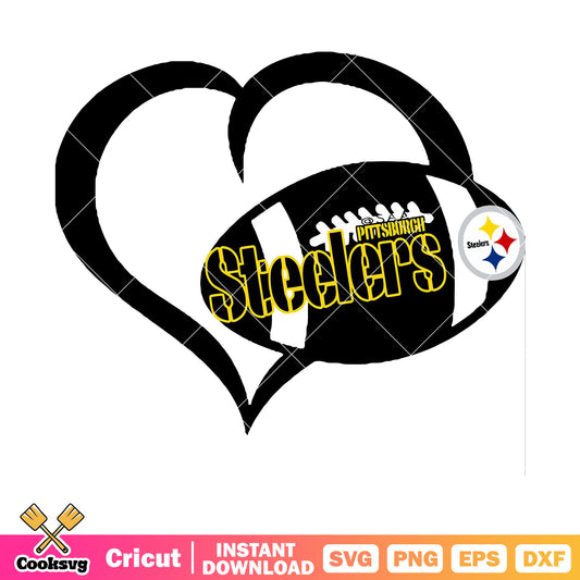AFC heart rugby ball svg, pittsburgh steelers svg, nfl ball svg