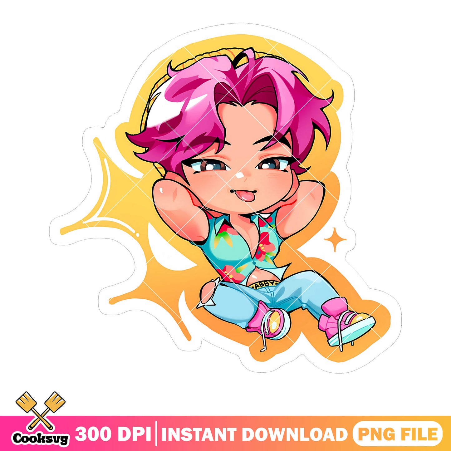 Abby chibi poster png, anime chibi abby png, kpop anime chibi png