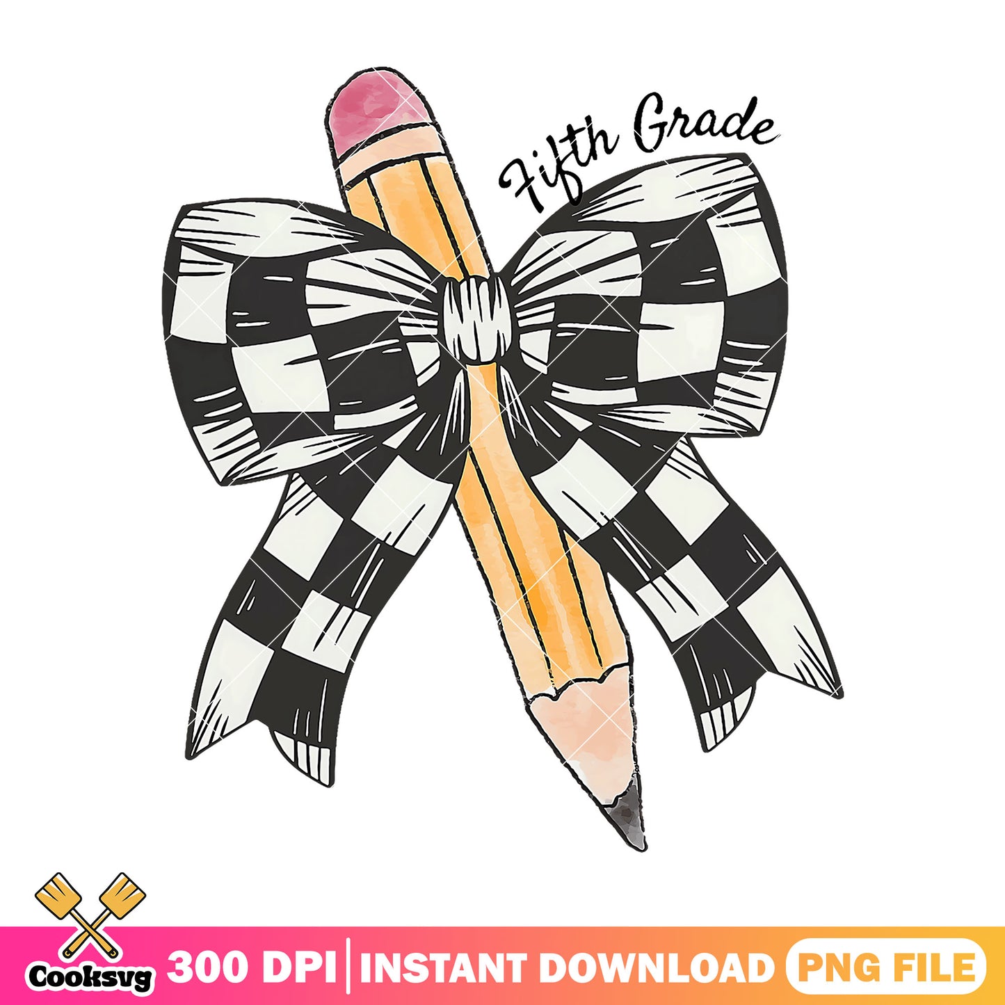 A big pencil design png, welcome back to school png, color bow png