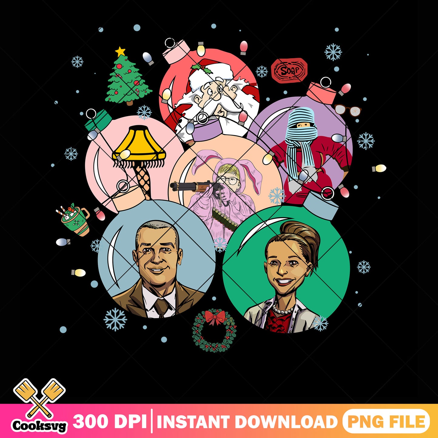 A christmas story inside png, ornaments baubles png, design png