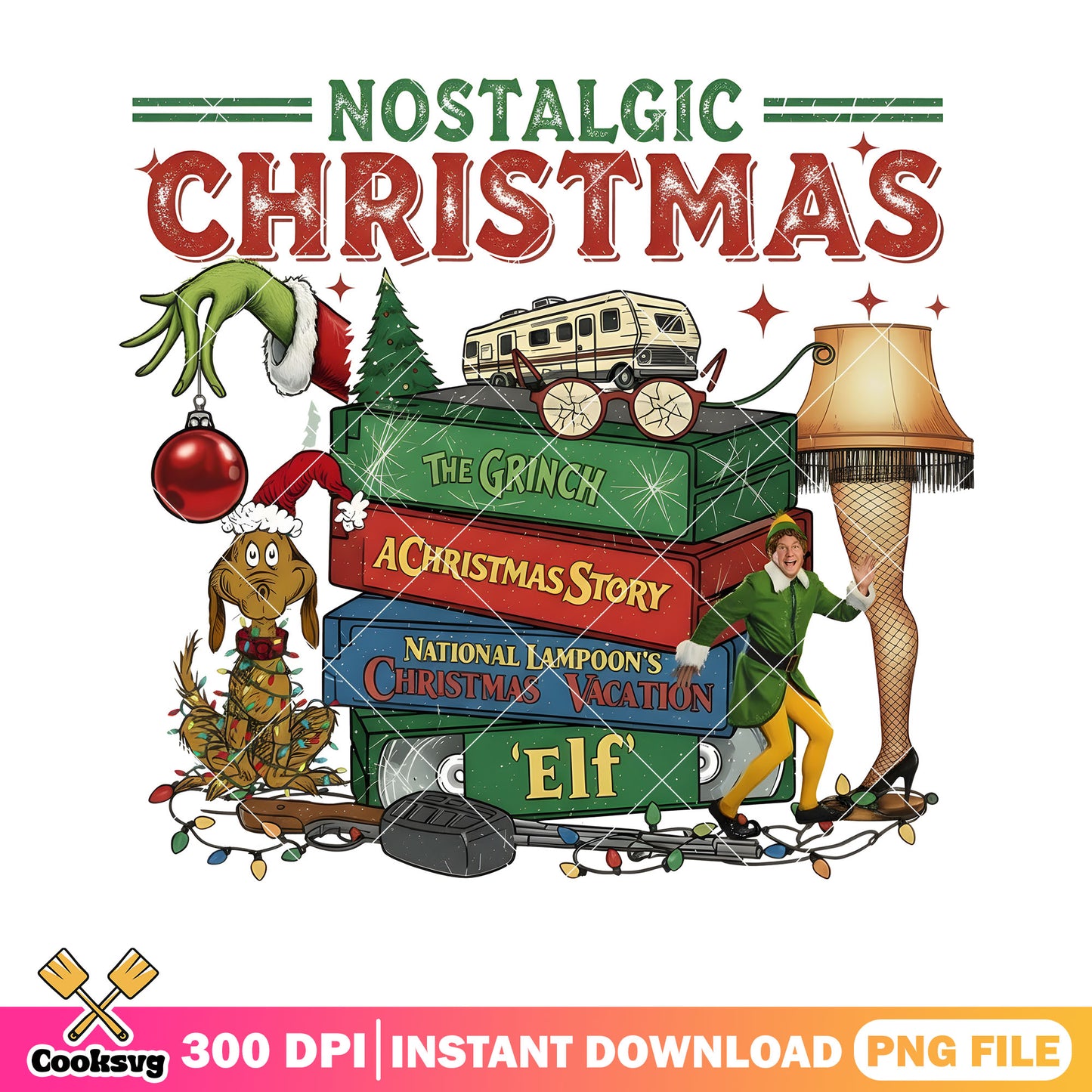 A christmas story string lights png, the grinch png, leg lamp png