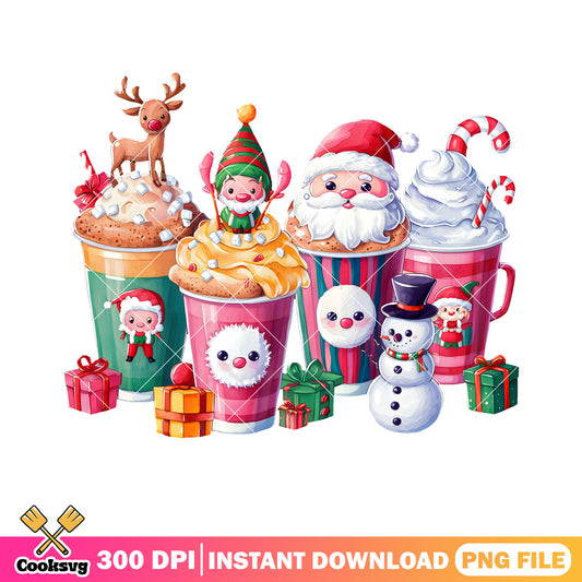 A collection of 4 whimsical png, christmas vibes png, merry xmas png