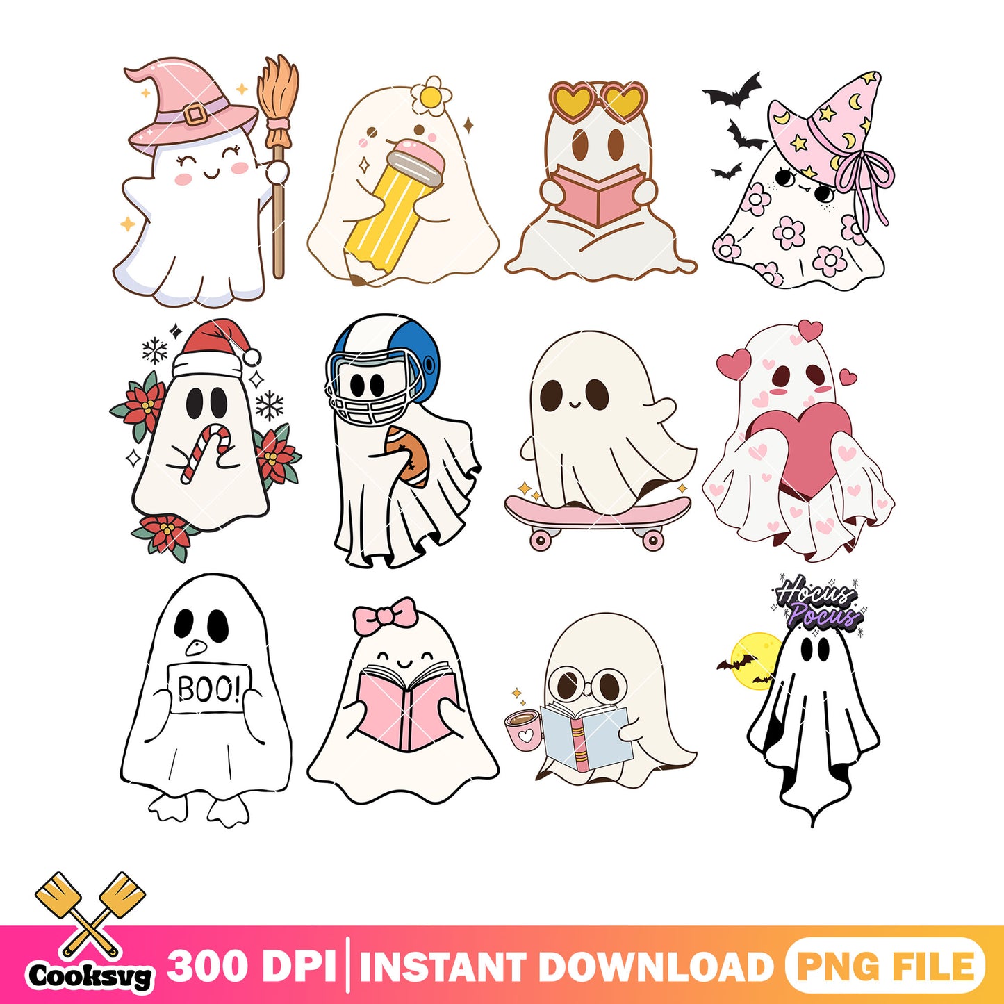 Adorable spirit png bundle, hocus pocus png, ghost blanket png