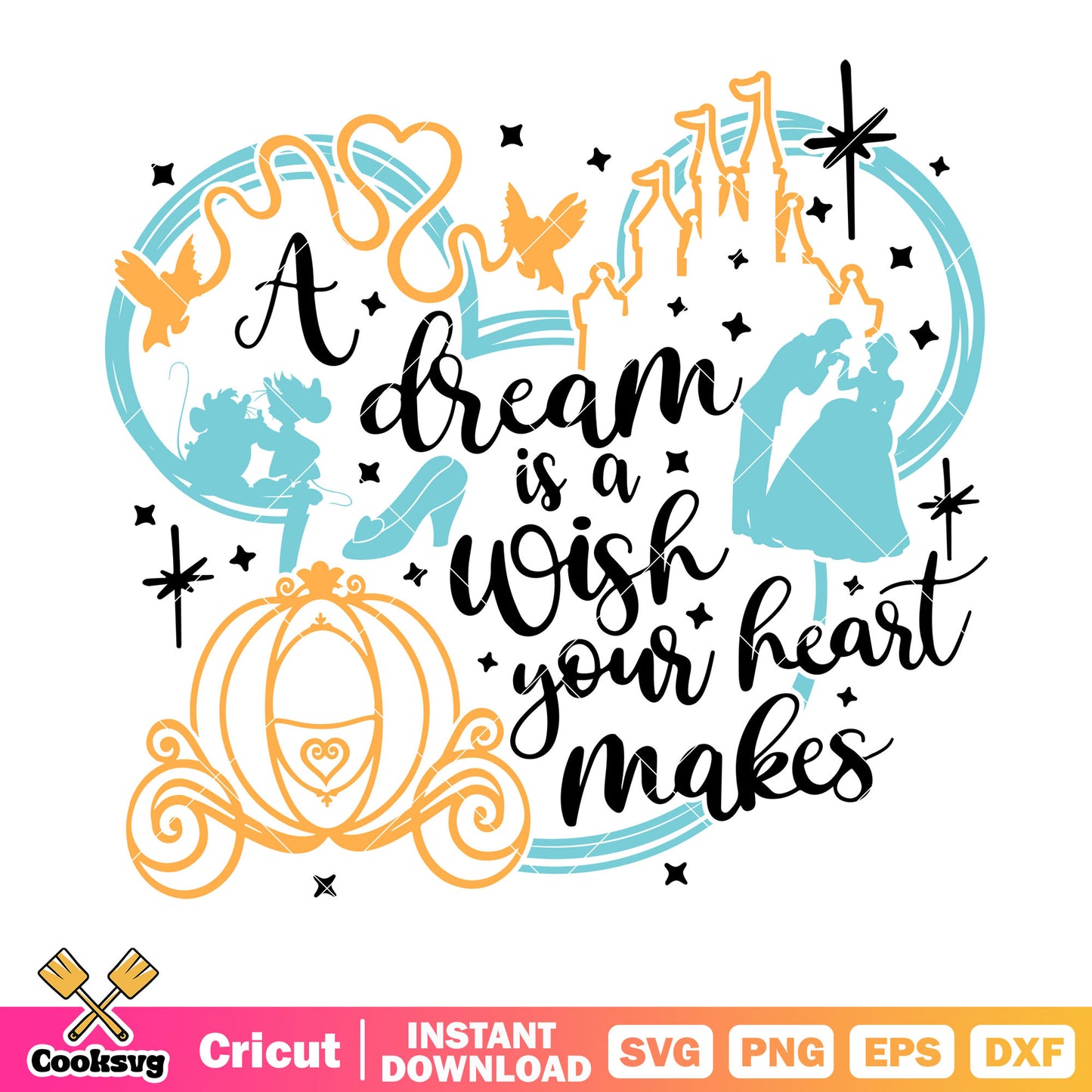 A dream is a wish your heart makes svg, disney castle mickey head​ svg