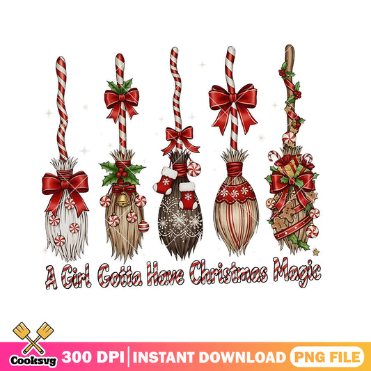 A girl gotta have christmas magic png, witch broom​ png, christmas png