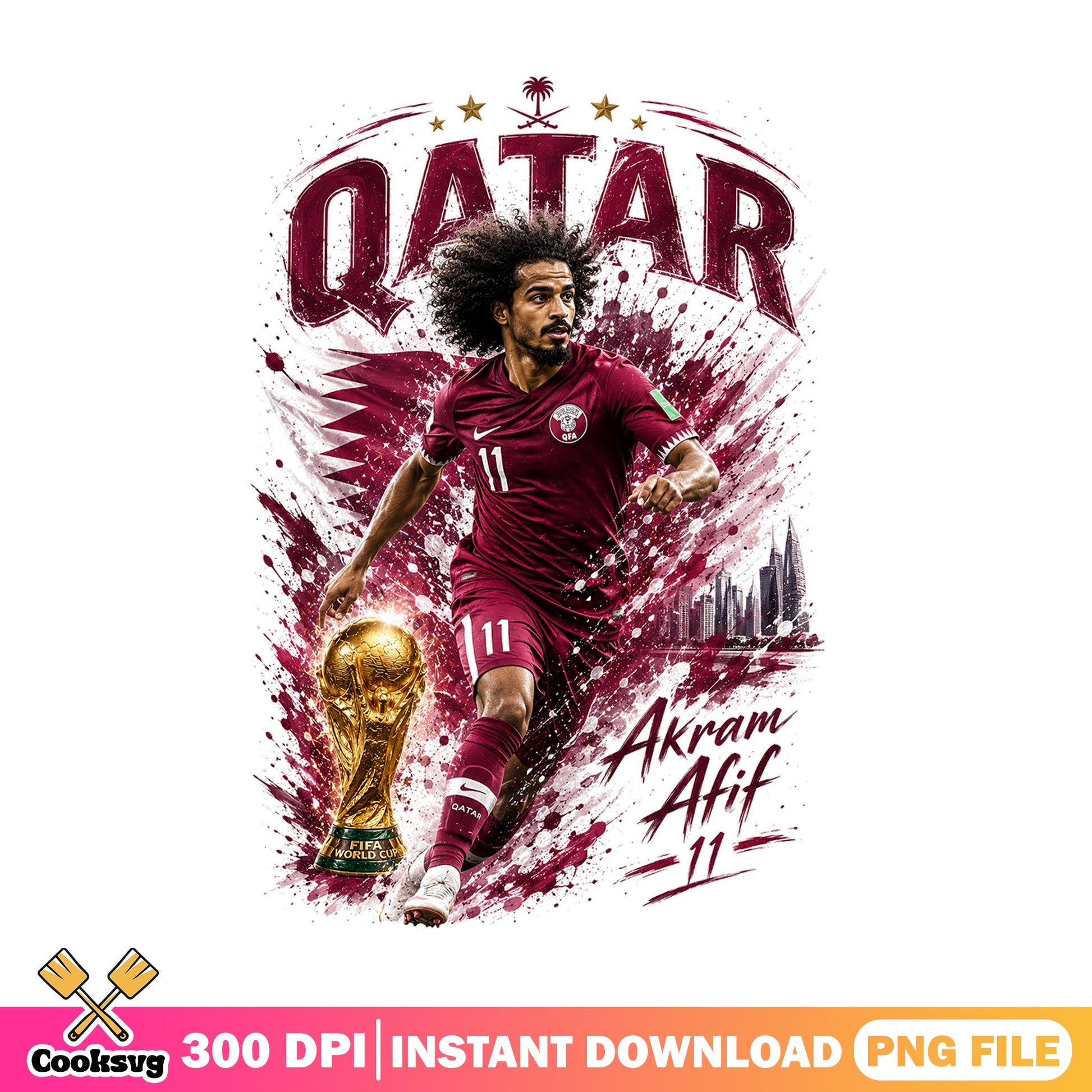 Akram Afif Qatar Soccer PNG, Football Player PNG, FIFA PNG