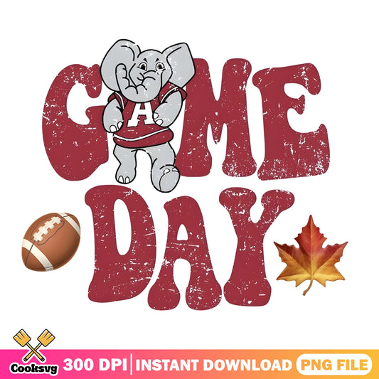 Alabama Crimson Tide Game Day PNG, Big Al Elephant PNG, Football PNG
