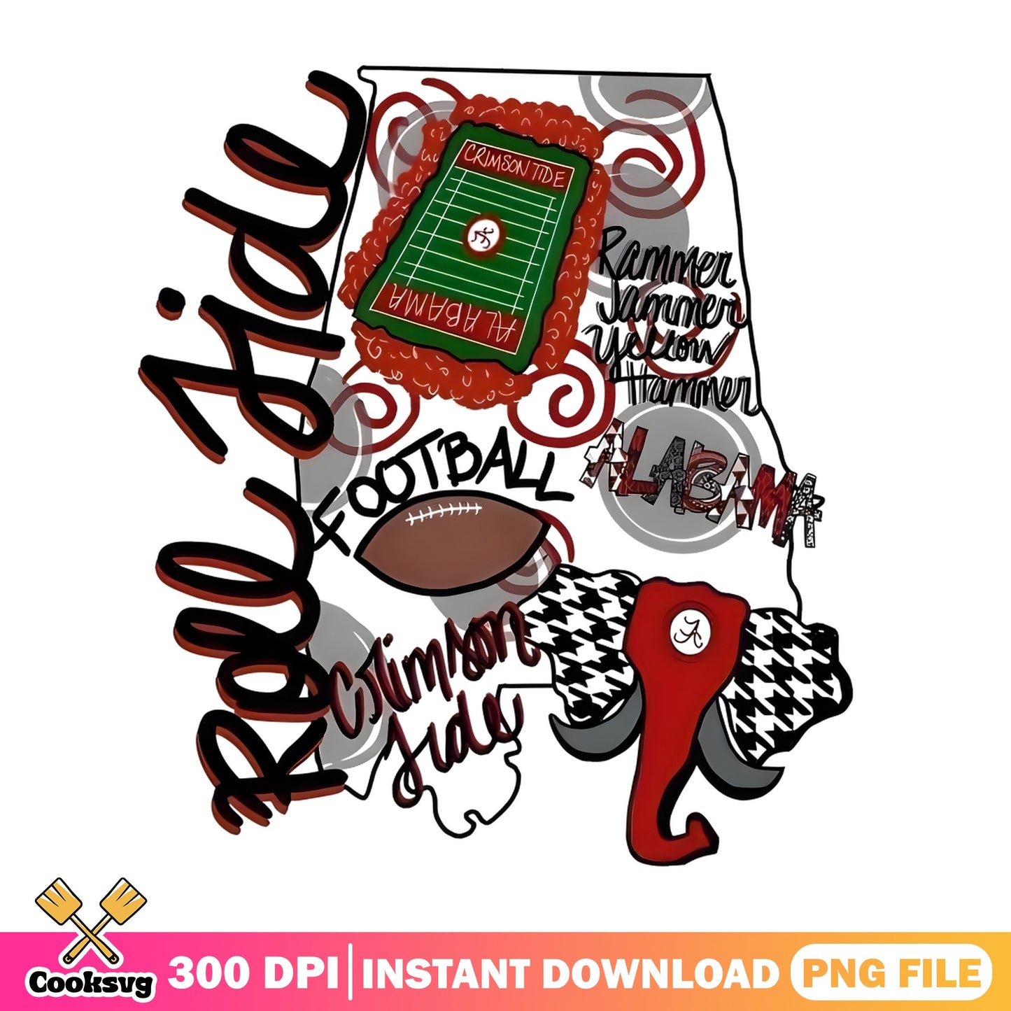 Alabama Crimson Tide Roll Tide Football PNG, Alabama PNG, Game Day PNG