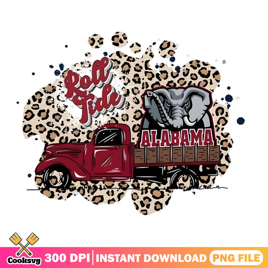 Alabama Roll Tide Leopard Truck PNG, Crimson Tide PNG, Football PNG