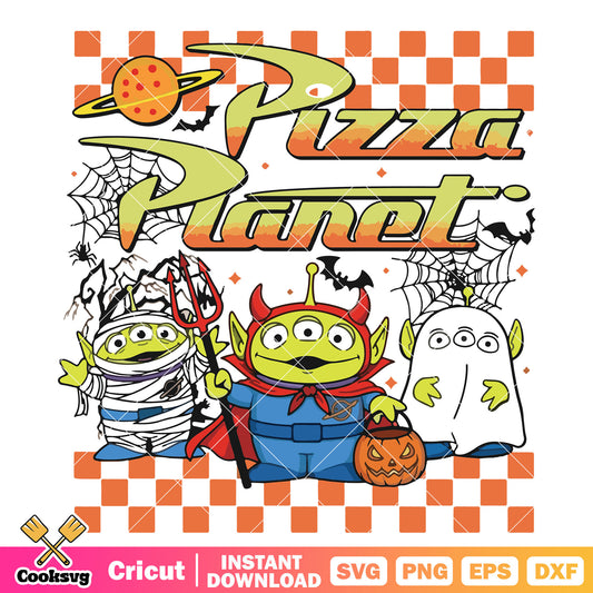 Aliens pizza planet svg, alien halloween​ svg, aliens toy story svg