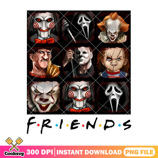All casts of horror movies design png, scary friends png, halloween png