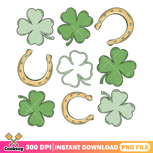 All my lucky stuff png, four leaf clover png, patricks season png