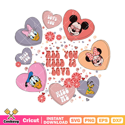 All you need is love mickey svg, mickey mouse valentine svg