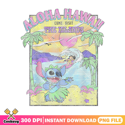 Aloha hawaii islands stitch png, lilo stitch png, stitch hawaii png